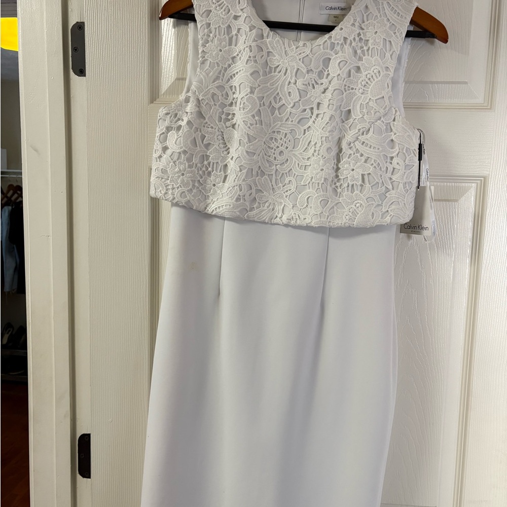 Calvin Klein White Lace Overlay Dress